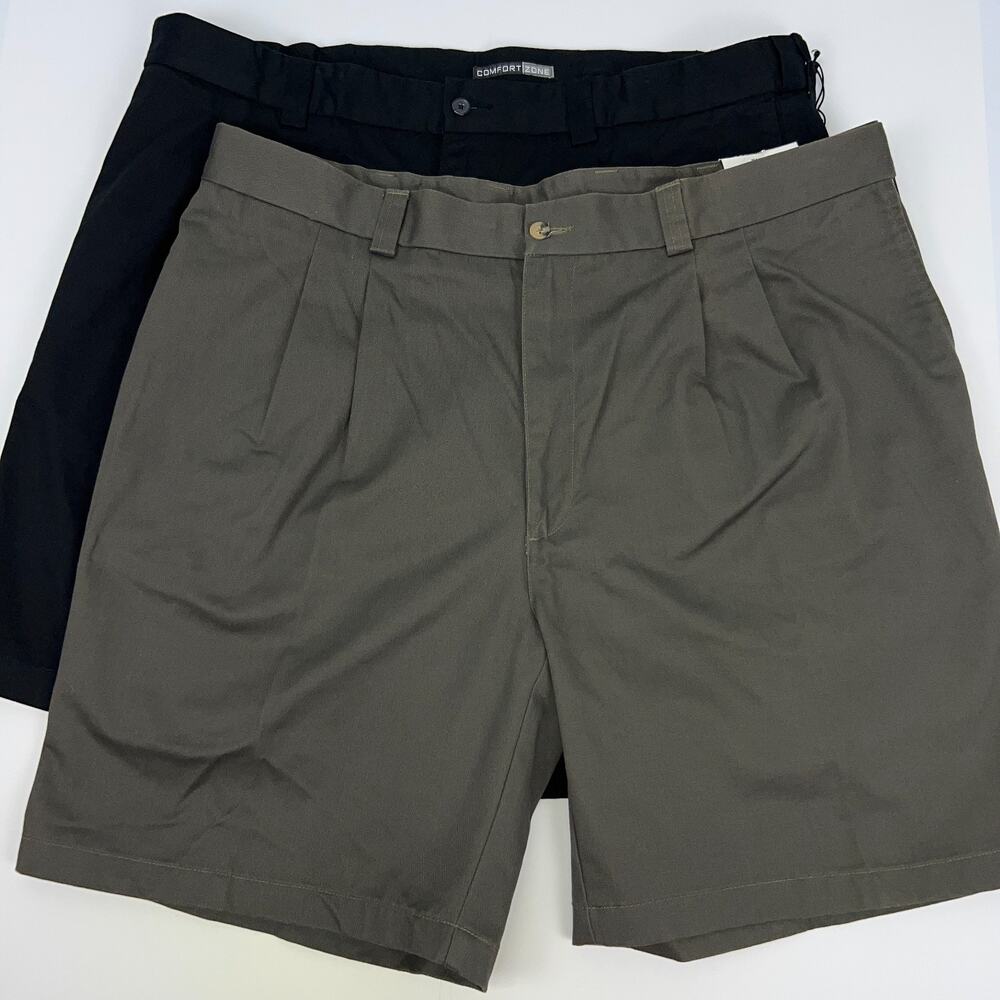 Lot of 2 George Foreman Comfort Zone Shorts Waist Relaxer Green Black Mens 42